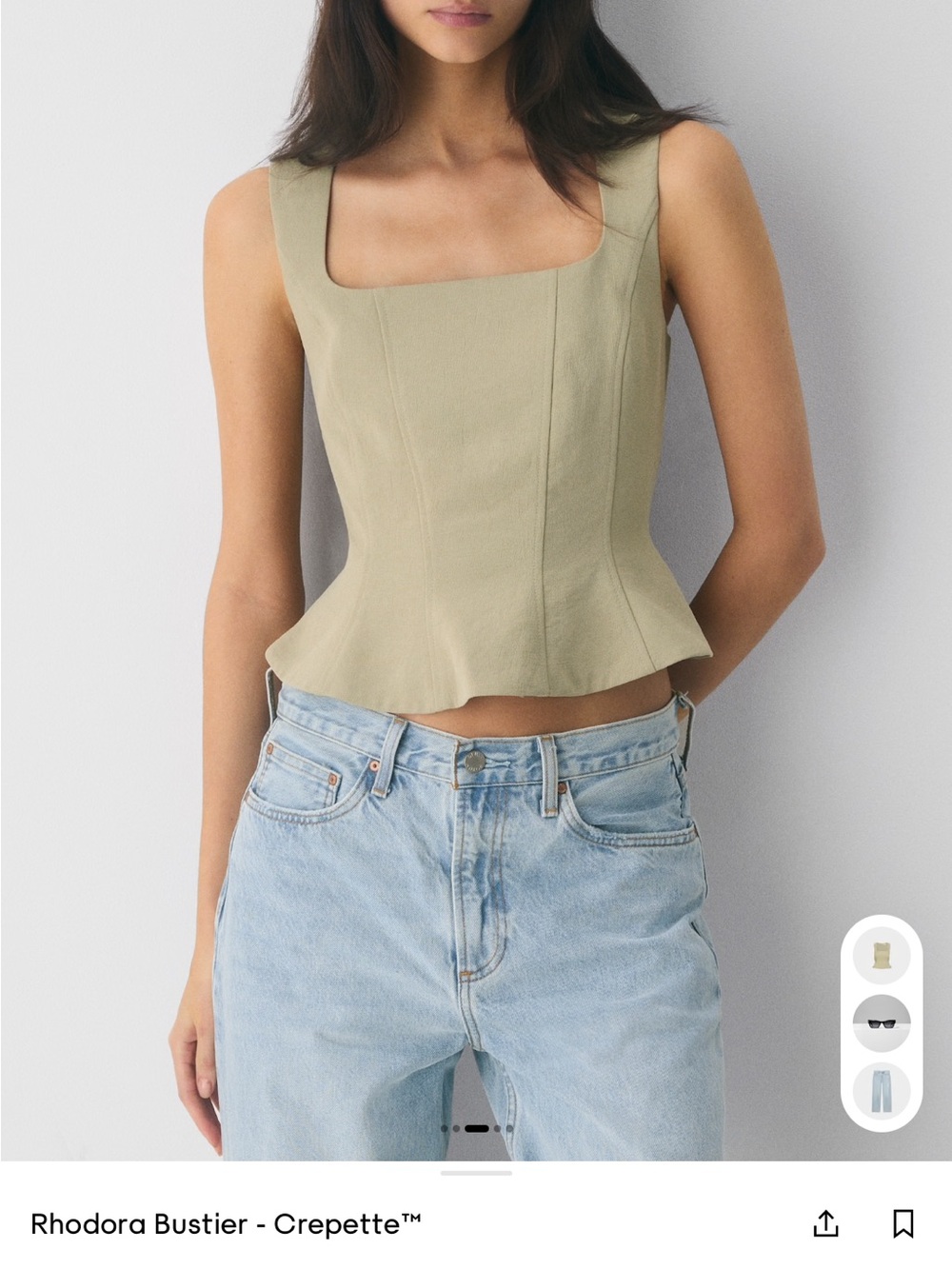 Wilfred Crepe Bustier Top in Sundried Olive - Picture 2 of 5
